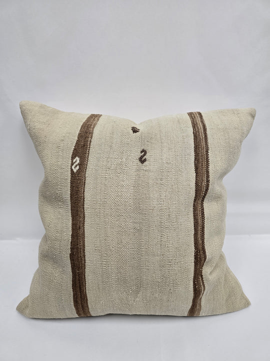 Turkish Hemp Pillow Natural Beige Brown Pillow Cushion Cover 24" x 24" #9258