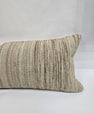 Turkish Lumbar Rug Pillow Beige Brown Cushion Cover Hemp Pillow 14" x 40" #9480