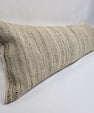 Turkish Lumbar Rug Pillow Beige Brown Cushion Cover Hemp Pillow 14" x 40" #9480