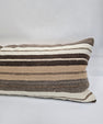 Turkish Lumbar Rug Pillow Brown Beige Cream Gray Cushion Cover Hemp Pillow 14" x 40" #9479