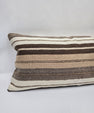 Turkish Lumbar Rug Pillow Brown Beige Cream Gray Cushion Cover Hemp Pillow 14" x 40" #9479