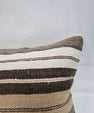 Turkish Lumbar Rug Pillow Brown Beige Cream Gray Cushion Cover Hemp Pillow 14" x 40" #9479