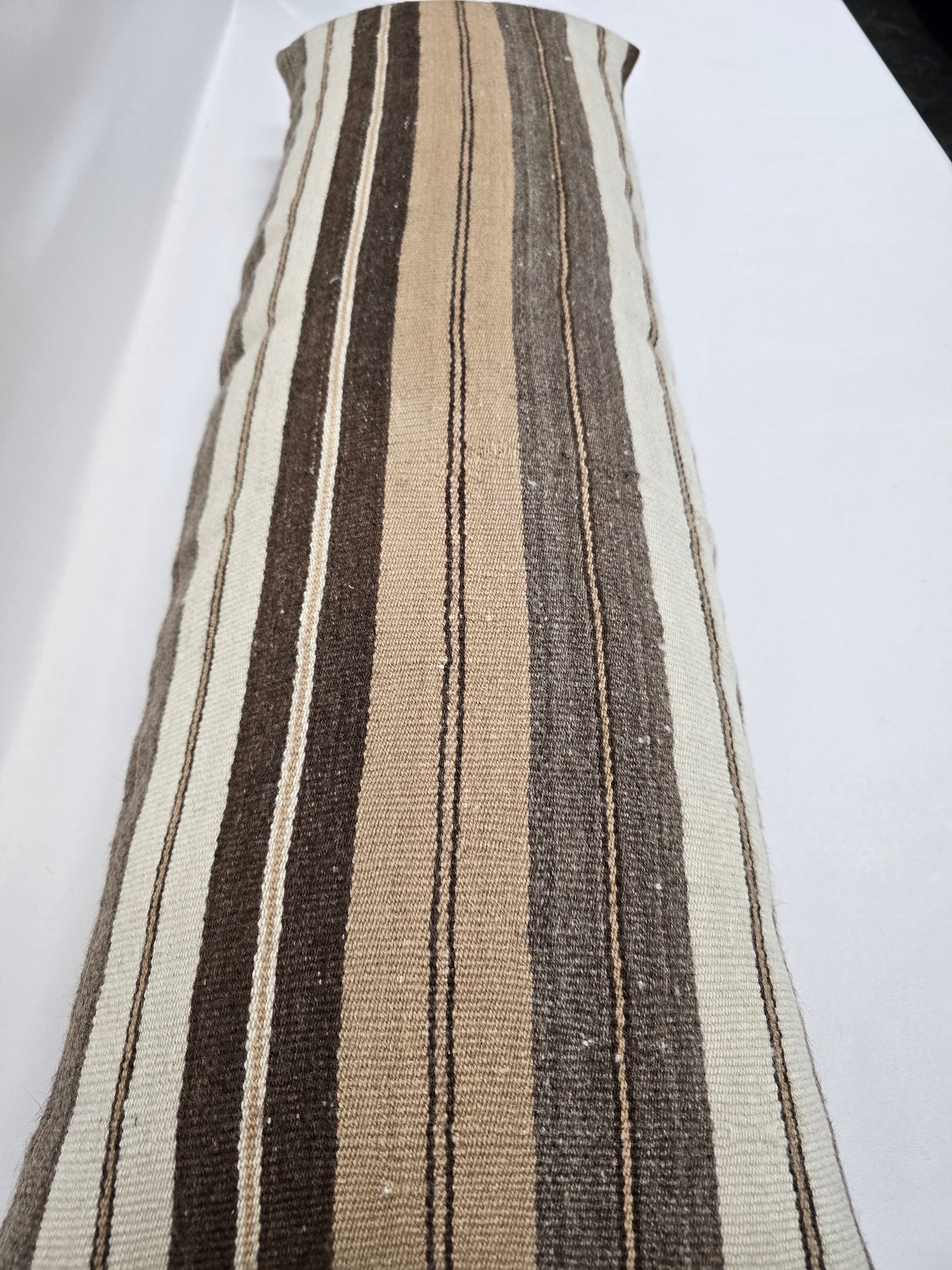 Turkish Lumbar Rug Pillow Brown Beige Cream Gray Cushion Cover Hemp Pillow 14" x 40" #9479