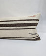 Turkish Lumbar Rug Pillow Brown Cream Blue Cushion Cover Hemp Pillow 14" x 40" #9477