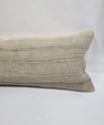 Turkish Lumbar Rug Pillow Beige Brown Cushion Cover Hemp Pillow 14" x 40" #9476
