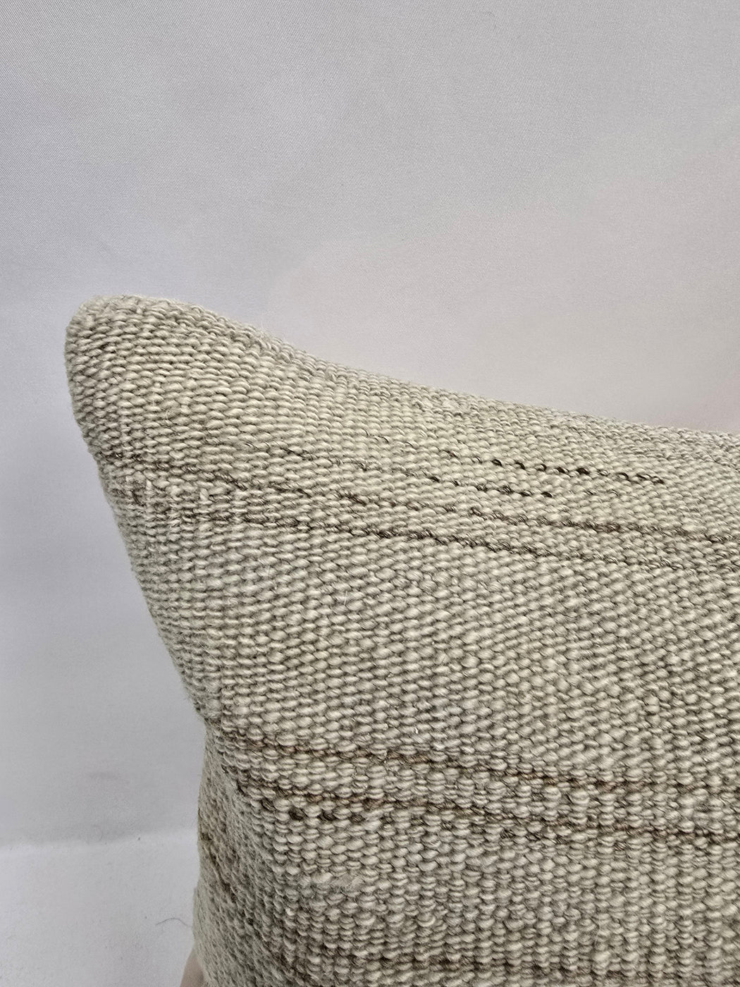 Turkish Lumbar Rug Pillow Beige Brown Cushion Cover Hemp Pillow 14" x 40" #9476