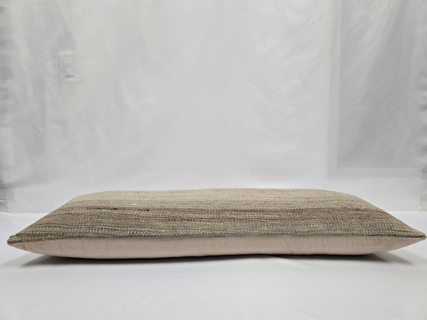 Turkish Lumbar Rug Pillow Beige Brown Cushion Cover Hemp Pillow 14" x 40" #9476