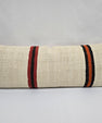 Turkish Lumbar Rug Pillow Cream Red Orange Black Cushion Cover Hemp Pillow 14" x 40" #9474