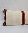 Turkish Lumbar Rug Pillow Cream Red Orange Black Cushion Cover Hemp Pillow 14" x 40" #9474