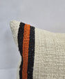Turkish Lumbar Rug Pillow Cream Red Orange Black Cushion Cover Hemp Pillow 14" x 40" #9474