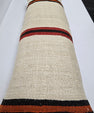 Turkish Lumbar Rug Pillow Cream Red Orange Black Cushion Cover Hemp Pillow 14" x 40" #9474