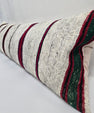 Turkish Lumbar Rug Pillow Cream Red Black Green Cushion Cover Hemp Pillow 14" x 40" #9473