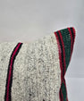Turkish Lumbar Rug Pillow Cream Red Black Green Cushion Cover Hemp Pillow 14" x 40" #9473