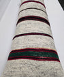 Turkish Lumbar Rug Pillow Cream Red Black Green Cushion Cover Hemp Pillow 14" x 40" #9473