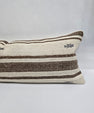 Turkish Lumbar Rug Pillow Cream Red Brown Cushion Cover Hemp Pillow 14" x 40" #9472