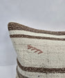 Turkish Lumbar Rug Pillow Cream Red Brown Cushion Cover Hemp Pillow 14" x 40" #9472