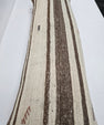 Turkish Lumbar Rug Pillow Cream Red Brown Cushion Cover Hemp Pillow 14" x 40" #9472