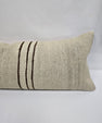 Turkish Lumbar Rug Pillow Cream Brown Cushion Cover Hemp Pillow 14" x 40" #9471