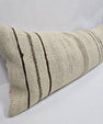 Turkish Lumbar Rug Pillow Cream Brown Cushion Cover Hemp Pillow 14" x 40" #9471