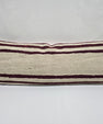 Turkish Lumbar Rug Pillow Cream Burgundy Cushion Cover Hemp Pillow 14" x 40" #9469