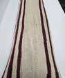 Turkish Lumbar Rug Pillow Cream Burgundy Cushion Cover Hemp Pillow 14" x 40" #9469