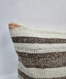 Turkish Lumbar Rug Pillow Cream Brown Orange Cushion Cover Hemp Pillow 14" x 40" #9468