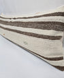 Turkish Lumbar Rug Pillow Cream Brown Orange Cushion Cover Hemp Pillow 14" x 40" #9468