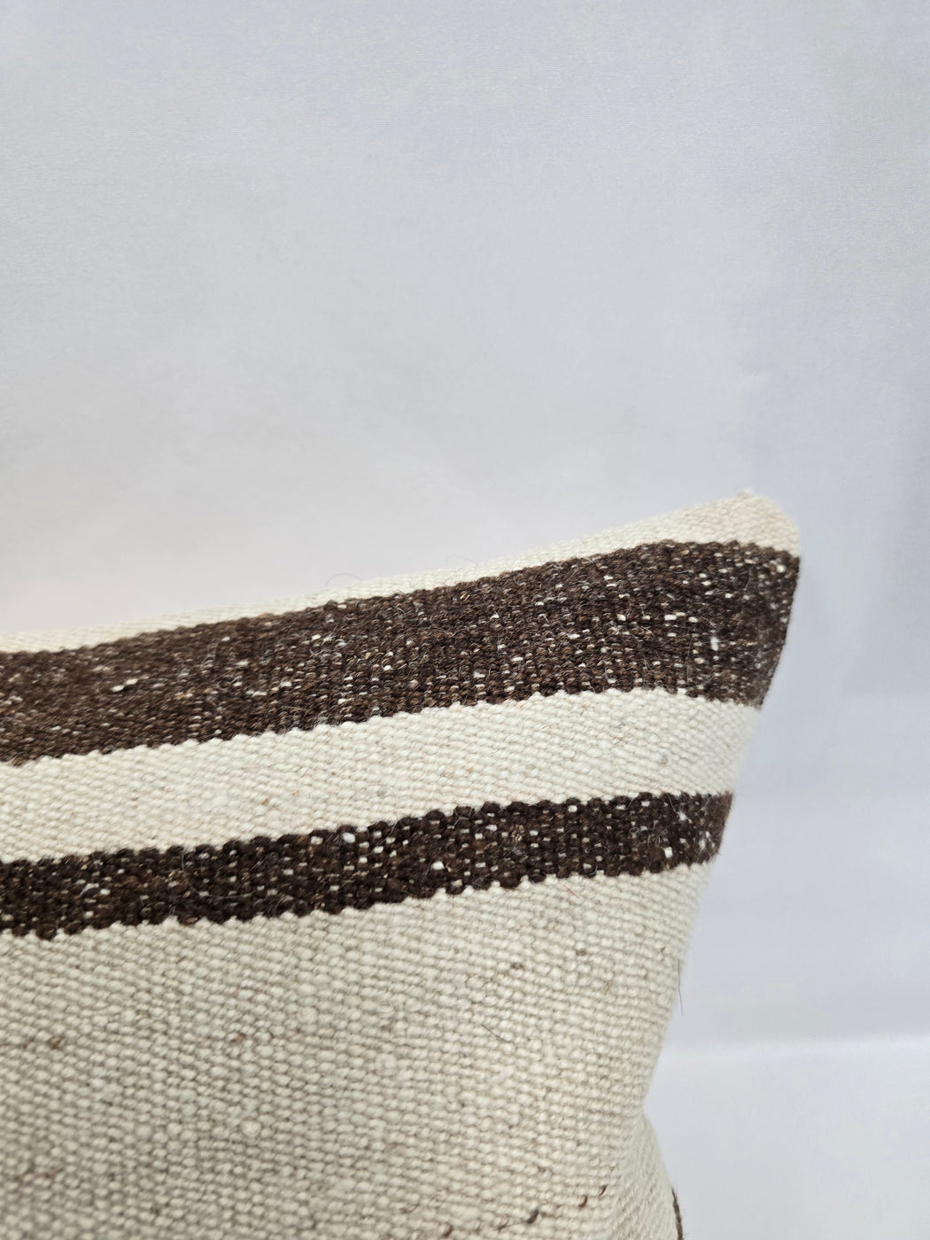 Turkish Lumbar Rug Pillow Cream Brown Gray Cushion Cover Hemp Pillow 14" x 40" #9467