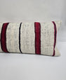 Turkish Lumbar Rug Pillow Cream Burgundy Green Cushion Cover Hemp Pillow 14" x 40" #9466