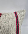 Turkish Lumbar Rug Pillow Cream Burgundy Green Cushion Cover Hemp Pillow 14" x 40" #9466