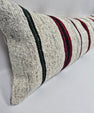 Turkish Lumbar Rug Pillow Cream Burgundy Green Cushion Cover Hemp Pillow 14" x 40" #9466
