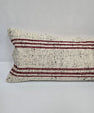 Turkish Lumbar Rug Pillow Cream Red Black Cushion Cover Hemp Pillow 14" x 40" #9496
