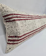 Turkish Lumbar Rug Pillow Cream Red Black Cushion Cover Hemp Pillow 14" x 40" #9496