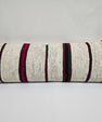 Turkish Lumbar Rug Pillow Cream Burgundy Black Cushion Cover Hemp Pillow 14" x 40" #9446