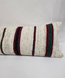 Turkish Lumbar Rug Pillow Cream Burgundy Black Cushion Cover Hemp Pillow 14" x 40" #9446