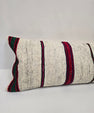 Turkish Lumbar Rug Pillow Cream Burgundy Black Cushion Cover Hemp Pillow 14" x 40" #9446