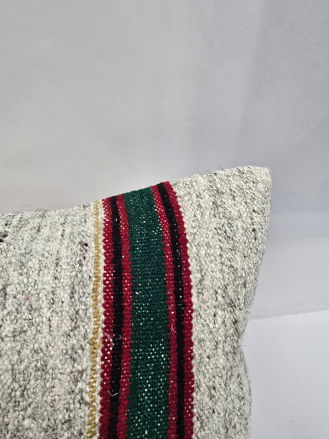 Turkish Lumbar Rug Pillow Cream Burgundy Black Cushion Cover Hemp Pillow 14" x 40" #9446