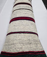 Turkish Lumbar Rug Pillow Cream Burgundy Black Cushion Cover Hemp Pillow 14" x 40" #9446