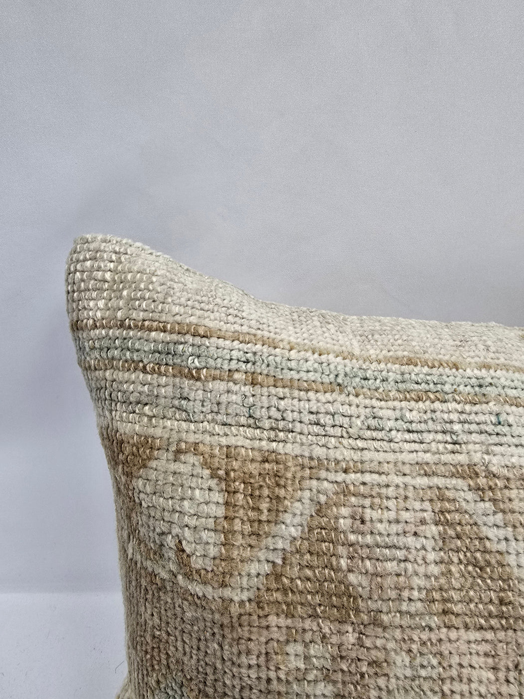 Turkish Lumbar Rug Pillow Beige Blue Tan Cushion Cover Pillow 12" x 48" #9526