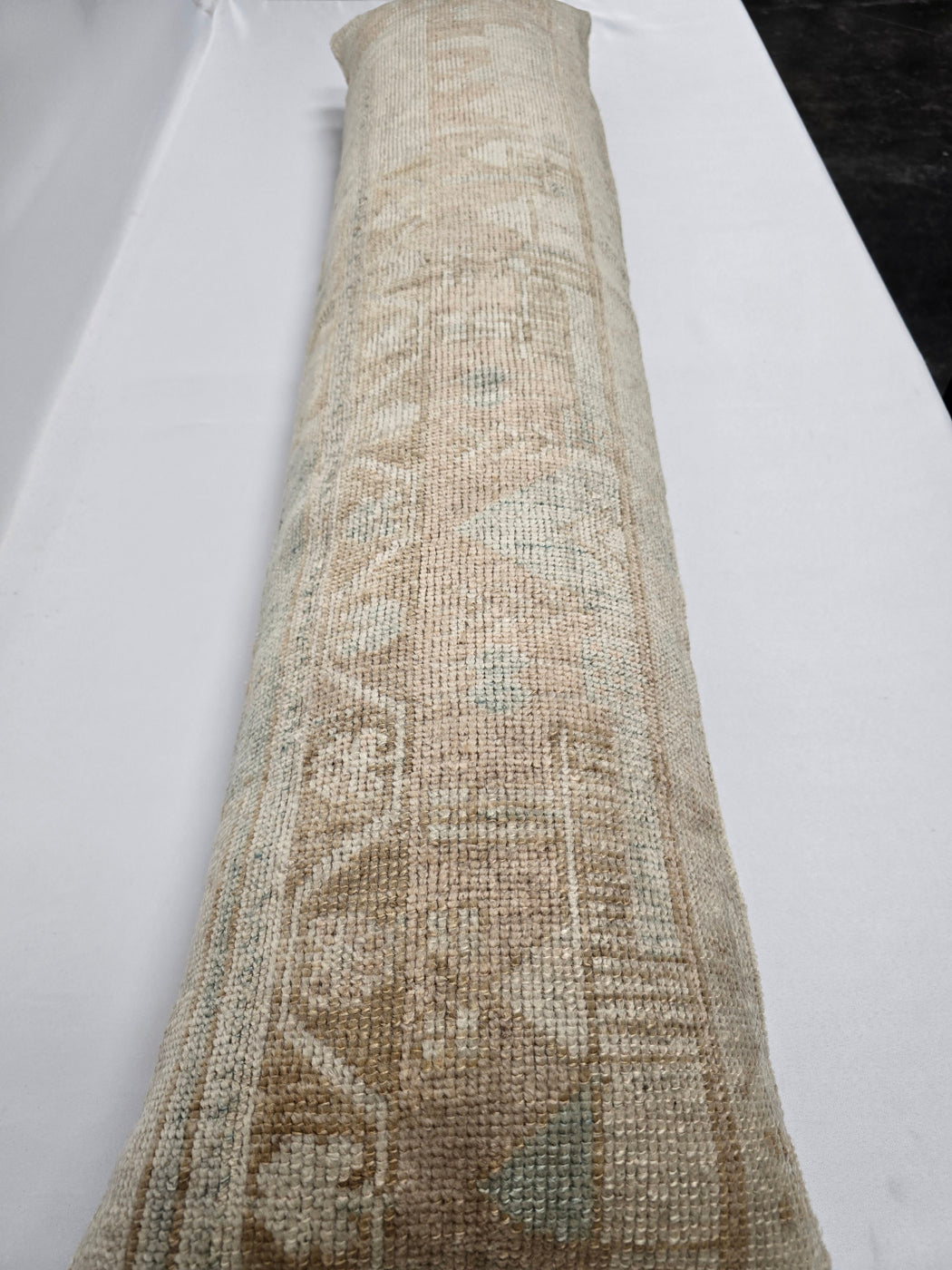 Turkish Lumbar Rug Pillow Beige Blue Tan Cushion Cover Pillow 12" x 48" #9526