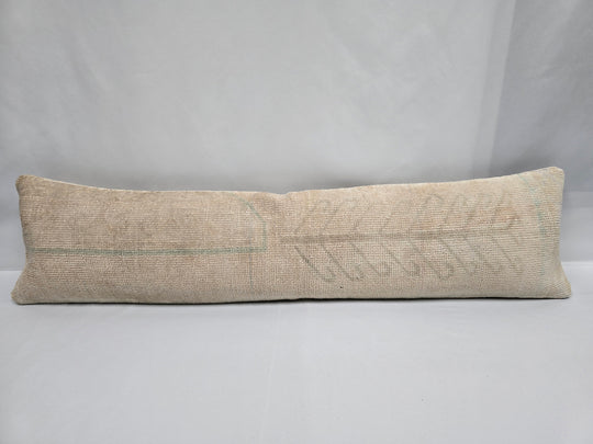 Turkish Lumbar Rug Pillow Beige Brown Green Cushion Cover Pillow 12" x 48" #9525