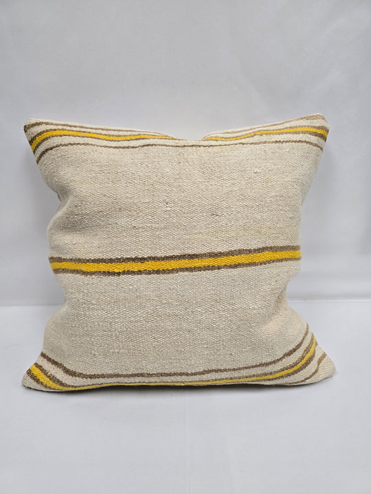 Turkish Hemp Pillow Natural Beige Brown Yellow Pillow Cushion Cover 24" x 24" #9256