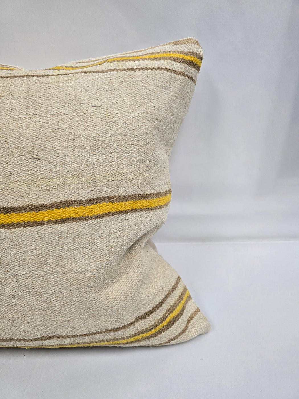 Turkish Hemp Pillow Natural Beige Brown Yellow Pillow Cushion Cover 24" x 24" #9256