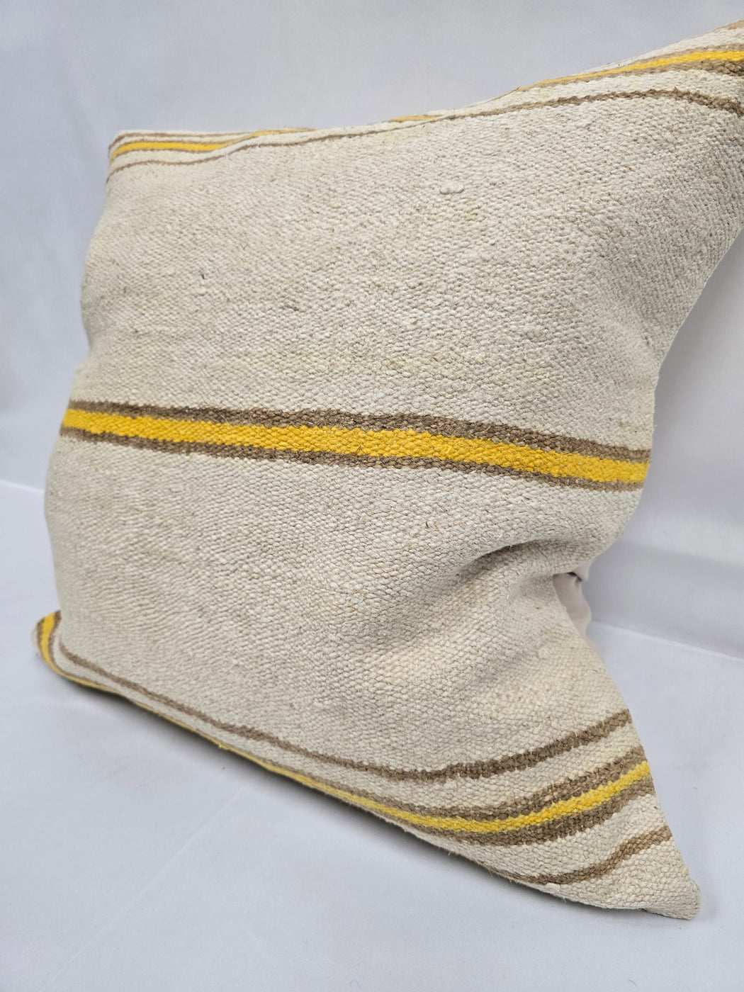 Turkish Hemp Pillow Natural Beige Brown Yellow Pillow Cushion Cover 24" x 24" #9256