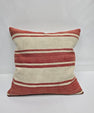 Turkish Hemp Pillow Natural Beige Red Pillow Cushion Cover 24" x 24" #9253