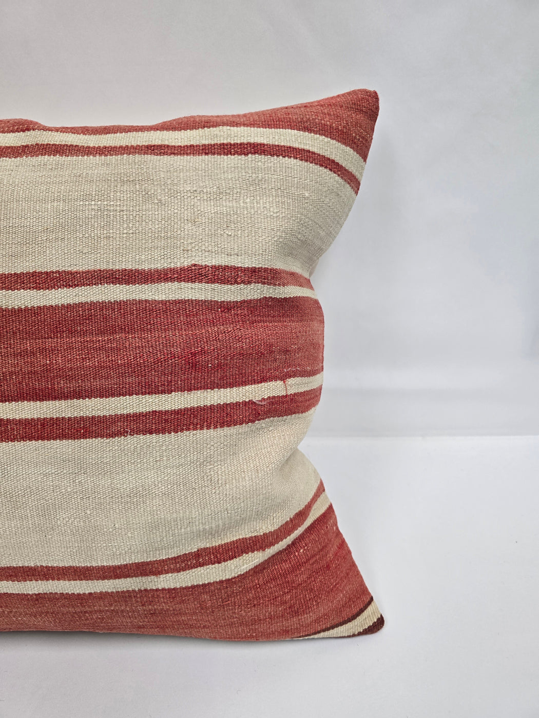 Turkish Hemp Pillow Natural Beige Red Pillow Cushion Cover 24" x 24" #9253