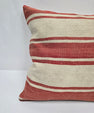 Turkish Hemp Pillow Natural Beige Red Pillow Cushion Cover 24" x 24" #9253