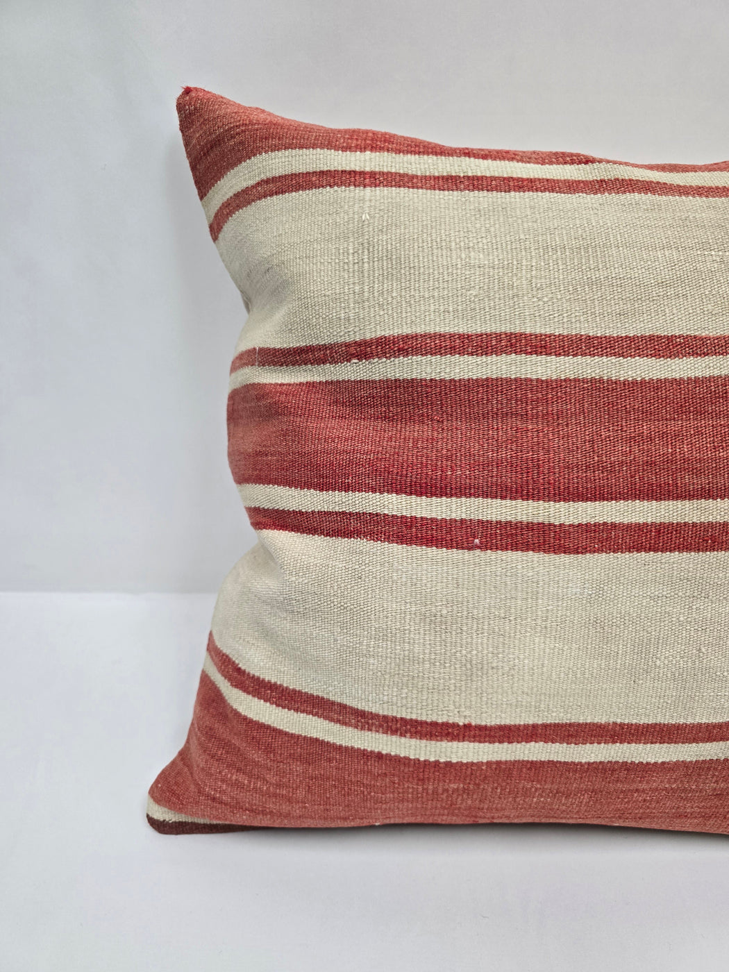 Turkish Hemp Pillow Natural Beige Red Pillow Cushion Cover 24" x 24" #9253