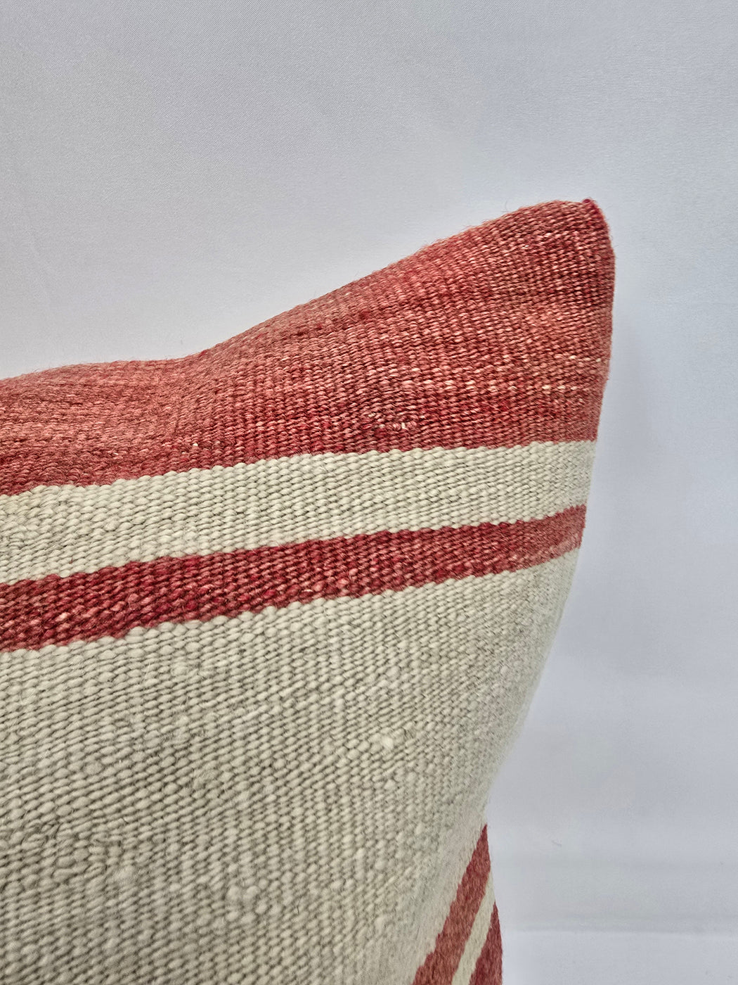 Turkish Hemp Pillow Natural Beige Red Pillow Cushion Cover 24" x 24" #9253