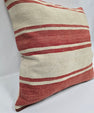Turkish Hemp Pillow Natural Beige Red Pillow Cushion Cover 24" x 24" #9253